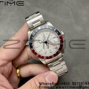 Tudor M79830RBBlack Bay GMT Pepsi Blue/Red Bezel ZF 1:1 Best Edition White Dial on SS Bracelet A2836 - Super Clone Watch | 1:1 Best Version