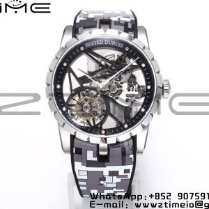 RD Excalibur Rddbex0393 SS BBR  1:1 Best Edition Skeleton Dial on Gray Camouflage Strap A2136 Tourbillon V2 - Super Clone Watch | 1:1 Best Version