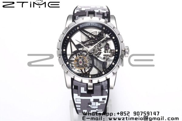 RD Excalibur Rddbex0393 SS BBR  1:1 Best Edition Skeleton Dial on Gray Camouflage Strap A2136 Tourbillon V2 - Super Clone Watch | 1:1 Best Version
