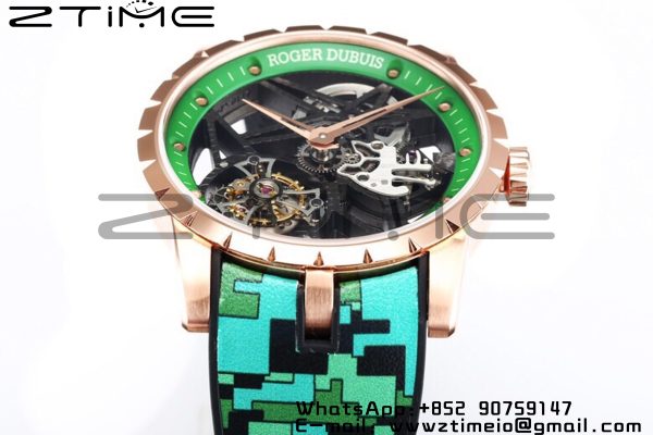 RD Excalibur Rddbex0393 RG BBR  1:1 Best Edition Skeleton Dial on Green Camouflage Strap A2136 Tourbillon V2 - Super Clone Watch | 1:1 Best Version