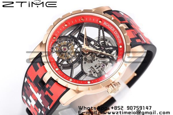 RD Excalibur Rddbex0938 RG BBR  1:1 Best Edition Skeleton Dial on RED Camouflage Strap A2136 Tourbillon V2 - Super Clone Watch | 1:1 Best Version