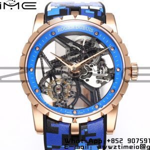 RD Excalibur Rddbex0940 RG BBR  1:1 Best Edition Skeleton Dial on Blue Camouflage Strap A2136 Tourbillon V2 - Super Clone Watch | 1:1 Best Version