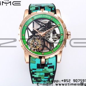 RD Excalibur Rddbex0393 RG BBR  1:1 Best Edition Skeleton Dial on Green Camouflage Strap A2136 Tourbillon V2 - Super Clone Watch | 1:1 Best Version