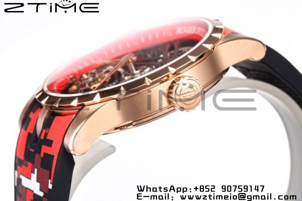 RD Excalibur Rddbex0938 RG BBR  1:1 Best Edition Skeleton Dial on RED Camouflage Strap A2136 Tourbillon V2 - Super Clone Watch | 1:1 Best Version