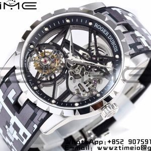 RD Excalibur Rddbex0393 SS BBR  1:1 Best Edition Skeleton Dial on Gray Camouflage Strap A2136 Tourbillon V2 - Super Clone Watch | 1:1 Best Version