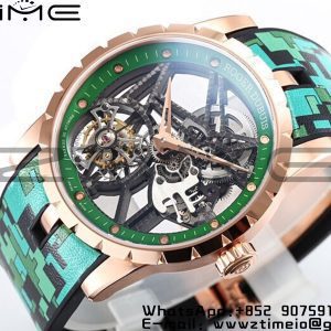 RD Excalibur Rddbex0393 RG BBR  1:1 Best Edition Skeleton Dial on Green Camouflage Strap A2136 Tourbillon V2 - Super Clone Watch | 1:1 Best Version