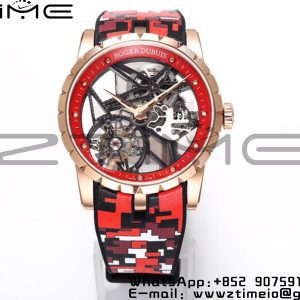 RD Excalibur Rddbex0938 RG BBR  1:1 Best Edition Skeleton Dial on RED Camouflage Strap A2136 Tourbillon V2 - Super Clone Watch | 1:1 Best Version