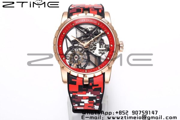 RD Excalibur Rddbex0938 RG BBR  1:1 Best Edition Skeleton Dial on RED Camouflage Strap A2136 Tourbillon V2 - Super Clone Watch | 1:1 Best Version