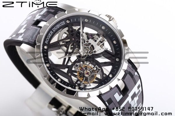 RD Excalibur Rddbex0393 SS BBR  1:1 Best Edition Skeleton Dial on Gray Camouflage Strap A2136 Tourbillon V2 - Super Clone Watch | 1:1 Best Version