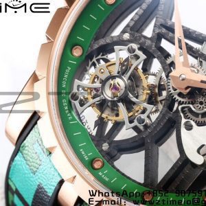 RD Excalibur Rddbex0393 RG BBR  1:1 Best Edition Skeleton Dial on Green Camouflage Strap A2136 Tourbillon V2 - Super Clone Watch | 1:1 Best Version