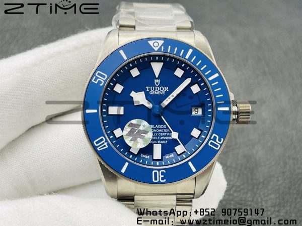 Tudor 25600TB Pelagos ZF 1:1 Best Edition Blue Dial on Titanium Bracelet A2824 V5 - Super Clone Watch | 1:1 Best Version