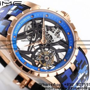 RD Excalibur Rddbex0940 RG BBR  1:1 Best Edition Skeleton Dial on Blue Camouflage Strap A2136 Tourbillon V2 - Super Clone Watch | 1:1 Best Version