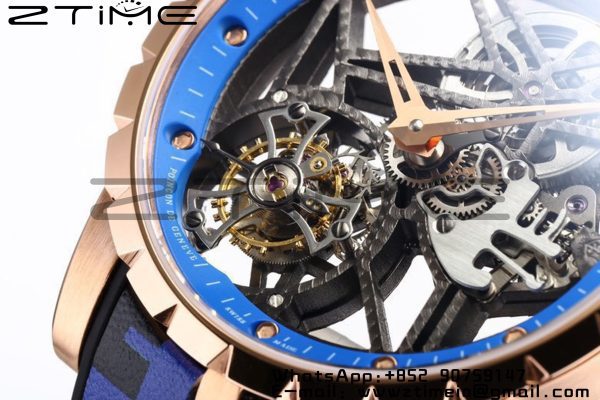 RD Excalibur Rddbex0940 RG BBR  1:1 Best Edition Skeleton Dial on Blue Camouflage Strap A2136 Tourbillon V2 - Super Clone Watch | 1:1 Best Version