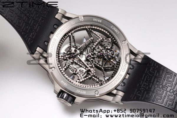 RD Excalibur RDDBEX0479 BBR 1:1 Best Edition  Skeleton Black Dial on Black Rubber Strap A2136 Tourbillon V4 - Super Clone Watch | 1:1 Best Version
