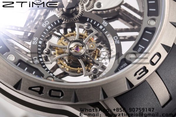 RD Excalibur RDDBEX0479 BBR 1:1 Best Edition  Skeleton Black Dial on Black Rubber Strap A2136 Tourbillon V4 - Super Clone Watch | 1:1 Best Version