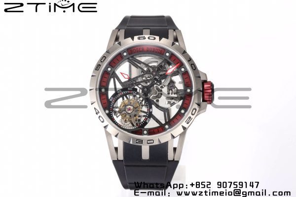 RD Excalibur RDDBEX0454 BBR 1:1 Best Edition  Skeleton Black Dial on Black Rubber Strap A2136 Tourbillon V4 - Super Clone Watch | 1:1 Best Version
