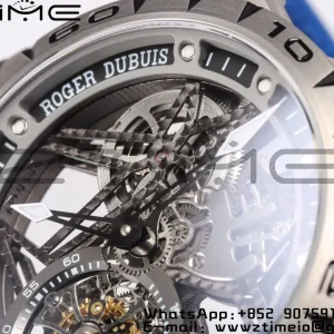 RD Excalibur RDDBEX0479 BBR 1:1 Best Edition Skeleton Black Dial on Blue Rubber Strap A2136 Tourbillon V4 - Super Clone Watch | 1:1 Best Version