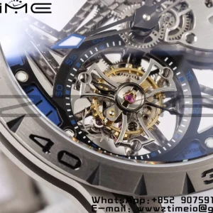 RD Excalibur RDDBEX0546 BBR 1:1 Best Edition Skeleton Blue Dial on White Rubber Strap A2136 Tourbillon V4 - Super Clone Watch | 1:1 Best Version