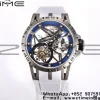 RD Excalibur RDDBEX0546 BBR 1:1 Best Edition Quadrante blu scheletrato su cinturino in gomma bianca A2136 Tourbillon V4 - Orologio super clone | 1:1 Best Version