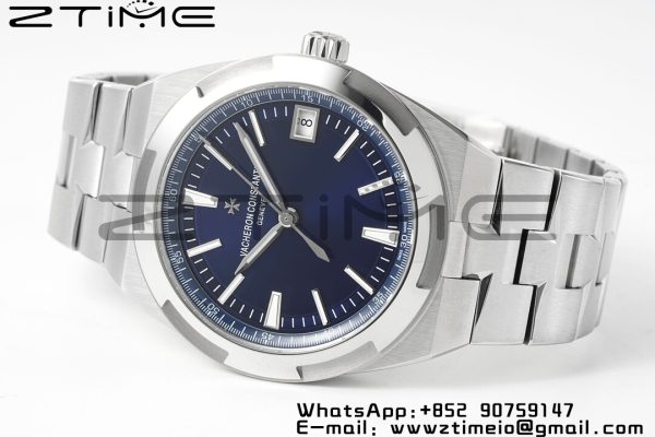 VC Overseas 4500V/110A-B128 SS PPF 1:1 Best Edition Blue Dial on SS Bracelet A5100 - Super Clone Watch | 1:1 Best Version