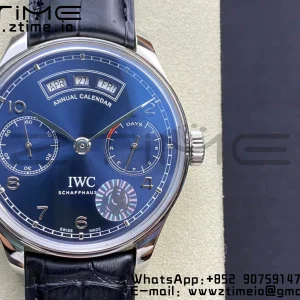 IWC Portuguese Real PR Real Annual Calendar IW503502 ZF 1:1 Best Edition Blue Dial on Black Leather Strap A52850 - Super Clone Watch | 1:1 Best Version