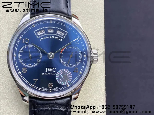 IWC Portuguese Real PR Real Annual Calendar IW503502 ZF 1:1 Best Edition Blue Dial on Black Leather Strap A52850 - Super Clone Watch | 1:1 Best Version