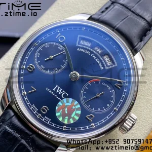 IWC Portuguese Real PR Real Annual Calendar IW503502 ZF 1:1 Best Edition Blue Dial on Black Leather Strap A52850 - Super Clone Watch | 1:1 Best Version