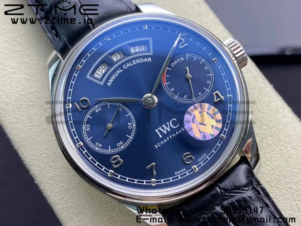 IWC Portuguese Real PR Real Annual Calendar IW503502 ZF 1:1 Best Edition Blue Dial on Black Leather Strap A52850 - Super Clone Watch | 1:1 Best Version