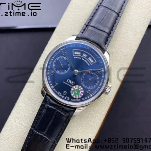 IWC Portuguese Real PR Real Annual Calendar IW503502 ZF 1:1 Best Edition Blue Dial on Black Leather Strap A52850 - Super Clone Watch | 1:1 Best Version