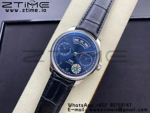IWC Portuguese Real PR Real Annual Calendar IW503502 ZF 1:1 Best Edition Blue Dial on Black Leather Strap A52850 - Super Clone Watch | 1:1 Best Version