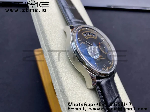 IWC Portoghese Real PR Real Calendario Annuale IW503502 ZF 1:1 Best Edition Quadrante nero su cinturino in pelle nera A52850 - Orologio Super Clone | 1:1 Best Version