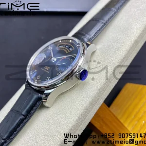 IWC Portoghese Real PR Real Calendario Annuale IW503502 ZF 1:1 Best Edition Quadrante nero su cinturino in pelle nera A52850 - Orologio Super Clone | 1:1 Best Version