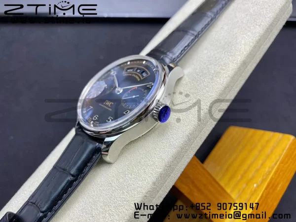 IWC Portoghese Real PR Real Calendario Annuale IW503502 ZF 1:1 Best Edition Quadrante nero su cinturino in pelle nera A52850 - Orologio Super Clone | 1:1 Best Version