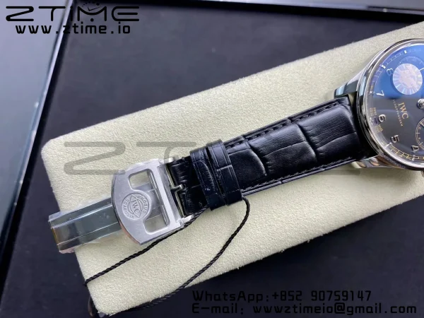 IWC Portoghese Real PR Real Calendario Annuale IW503502 ZF 1:1 Best Edition Quadrante nero su cinturino in pelle nera A52850 - Orologio Super Clone | 1:1 Best Version