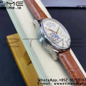 Portugalské hodinky IWC Real PR Real Annual Calendar RG IW503504 ZF 1:1 Best Edition White Dial on Brown Leather Strap A52850 - Super Clone Watch | 1:1 Best Version