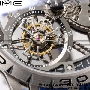RD Excalibur RDDBEX0479 BBR 1:1 Best Edition Skeleton Black Dial on Blue Rubber Strap A2136 Tourbillon V4 - Super Clone Watch | 1:1 Best Version