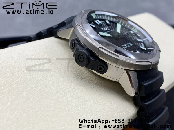 IWC Aquatimer Automatic  SS IW358002 V6SF 1:1 Best Edition Black Dial on Black Rubber Strap A2892 - Super Clone Watch | 1:1 Best Version