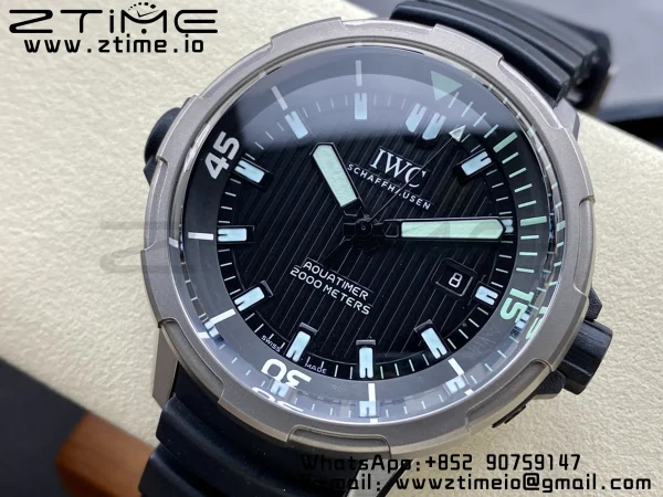 IWC Aquatimer Automatic  SS IW358002 V6SF 1:1 Best Edition Black Dial on Black Rubber Strap A2892 - Super Clone Watch | 1:1 Best Version