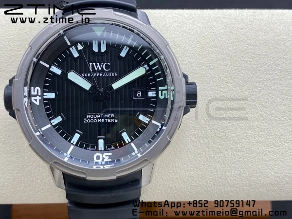 IWC Aquatimer Automatic  SS IW358002 V6SF 1:1 Best Edition Black Dial on Black Rubber Strap A2892 - Super Clone Watch | 1:1 Best Version