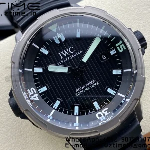 IWC Aquatimer Automatic  SS IW358002 V6SF 1:1 Best Edition Black Dial on Black Rubber Strap A2892 - Super Clone Watch | 1:1 Best Version