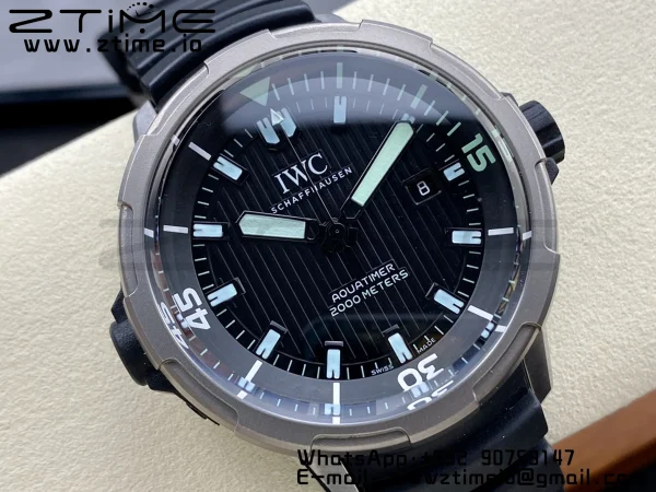 IWC Aquatimer Automatic  SS IW358002 V6SF 1:1 Best Edition Black Dial on Black Rubber Strap A2892 - Super Clone Watch | 1:1 Best Version