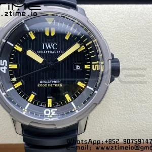 IWC Aquatimer Automatic  SS IW358001 V6SF 1:1 Best Edition Black Dial on Black Rubber Strap A2892 - Super Clone Watch | 1:1 Best Version
