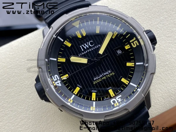 IWC Aquatimer Automatic  SS IW358001 V6SF 1:1 Best Edition Black Dial on Black Rubber Strap A2892 - Super Clone Watch | 1:1 Best Version
