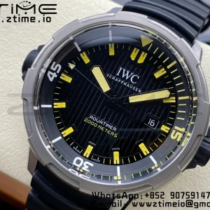 IWC Aquatimer Automatic  SS IW358001 V6SF 1:1 Best Edition Black Dial on Black Rubber Strap A2892 - Super Clone Watch | 1:1 Best Version