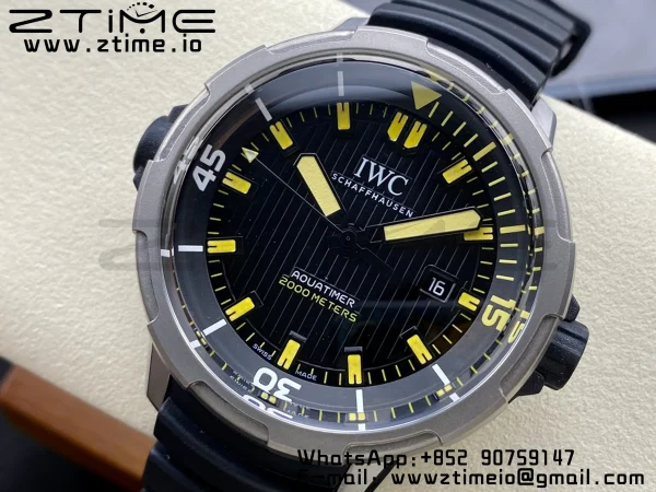 IWC Aquatimer Automatic  SS IW358001 V6SF 1:1 Best Edition Black Dial on Black Rubber Strap A2892 - Super Clone Watch | 1:1 Best Version