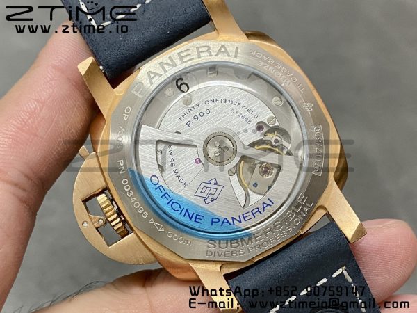 Panerai PAM01074 PAM1074 W Bronzo VSF 1:1 Best Edition Blue Dial on Blue Calfskin Strap P.900 Clone - Super Clone Watch | 1:1 Best Version