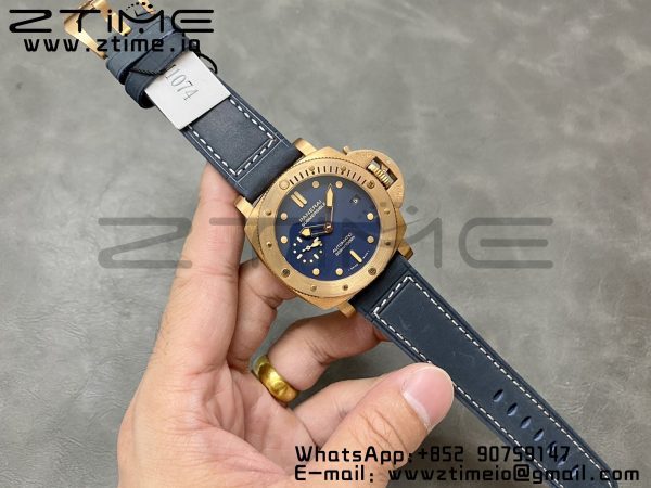 Panerai PAM01074 PAM1074 W Bronzo VSF 1:1 Best Edition Blue Dial on Blue Calfskin Strap P.900 Clone - Super Clone Watch | 1:1 Best Version