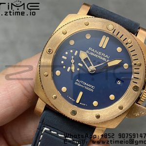 Panerai PAM01074 PAM1074 W Bronzo VSF 1:1 Best Edition Blue Dial on Blue Calfskin Strap P.900 Clone - Super Clone Watch | 1:1 Best Version