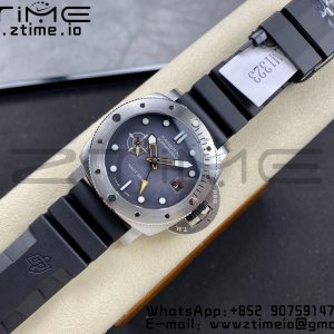 Panerai PAM01323 PAM1323 Y 44mm Submersible VSF 1:1 Best Edition Gray Dial on Rubber Strap P.9011 Clone - Super Clone Watch | 1:1 Best Version