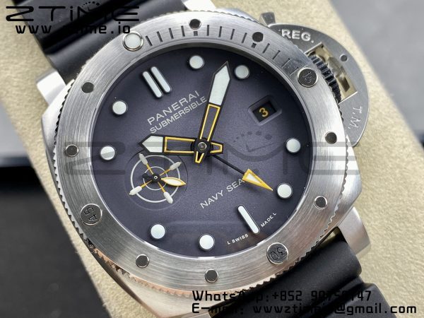 Panerai PAM01323 PAM1323 Y 44mm Submersible VSF 1:1 Best Edition Gray Dial on Rubber Strap P.9011 Clone - Super Clone Watch | 1:1 Best Version